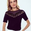 Black Blouse in Women`s Blouses, Tunics with Spandex, Polyamide and Viscose