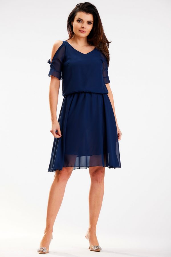Navy Blue Daydress in Day Dresses with Polyester