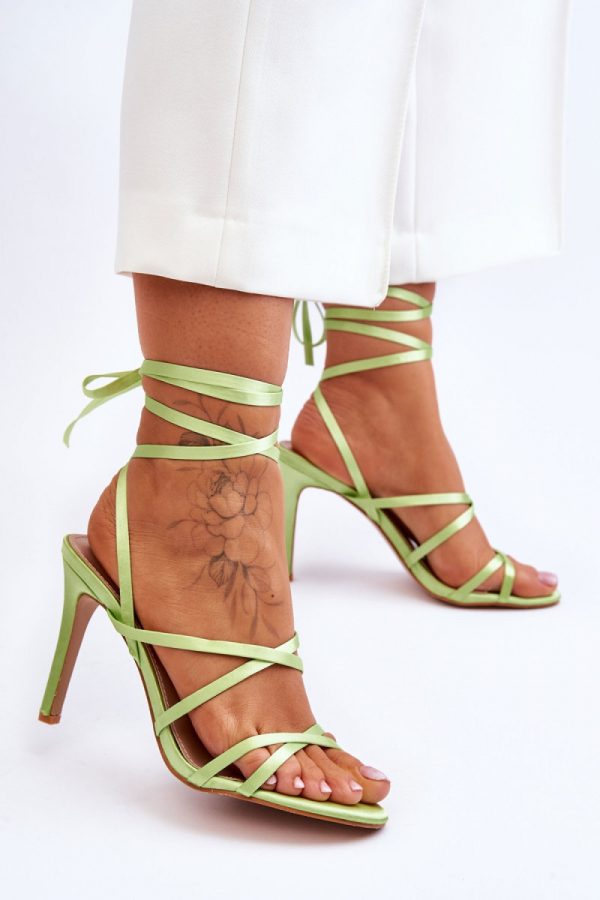 Green Strappy Sandals in Sandals & Flip-Flops For Women with Fabric, Footbed and Heel Height