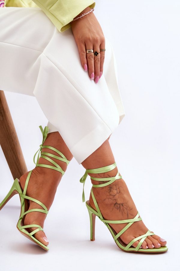 Green Strappy Sandals in Sandals & Flip-Flops For Women with Fabric, Footbed and Heel Height