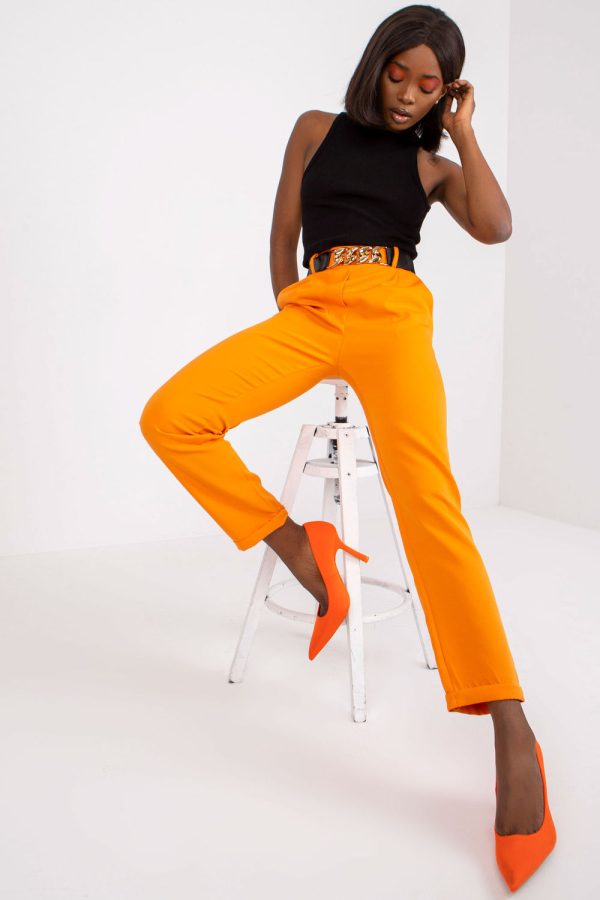 Orange Women Trousers in Pants, Trousers, Shorts with Spandex and Polyester