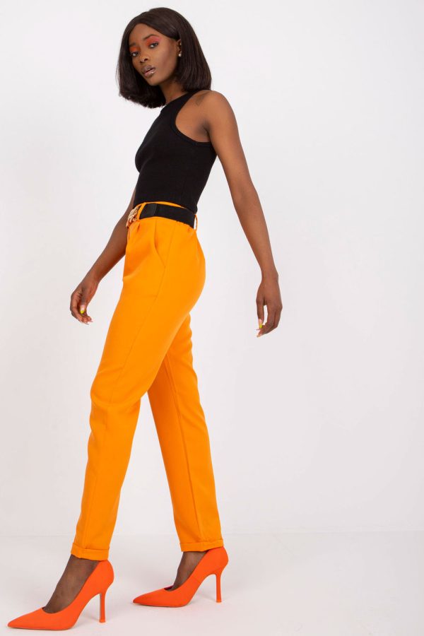 Orange Women Trousers in Pants, Trousers, Shorts with Spandex and Polyester