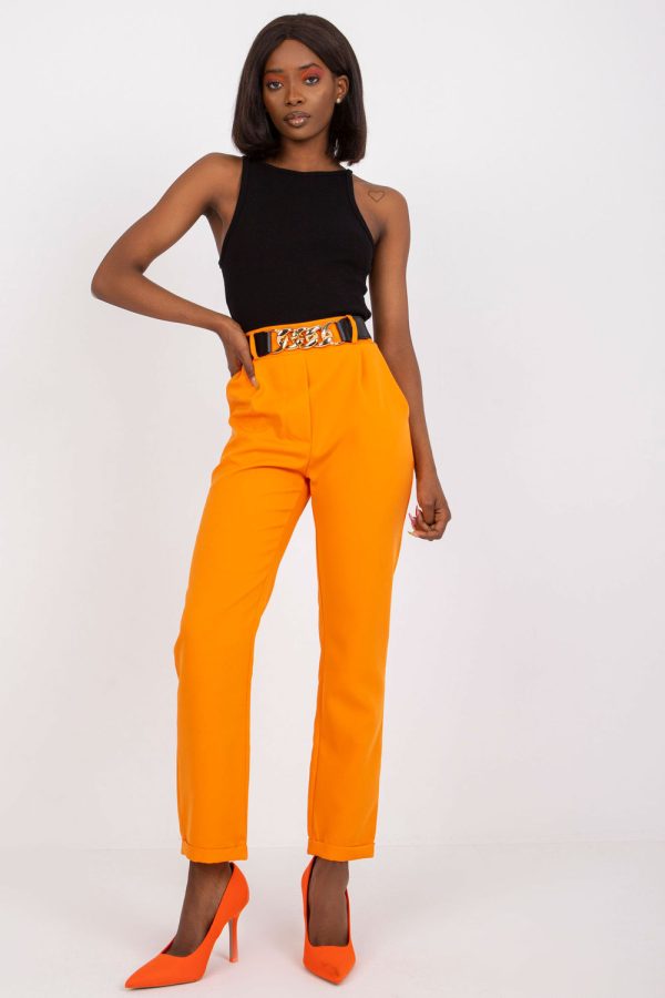 Orange Women Trousers in Pants, Trousers, Shorts with Spandex and Polyester