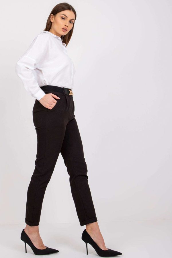 Black Women Trousers in Pants, Trousers, Shorts with Spandex and Polyester