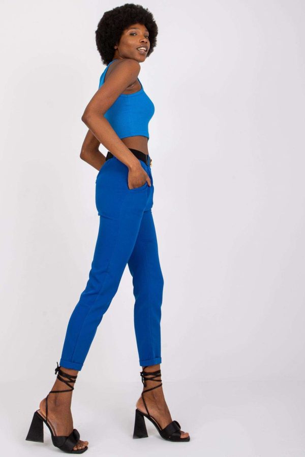 Blue Women Trousers in Pants, Trousers, Shorts with Spandex and Polyester