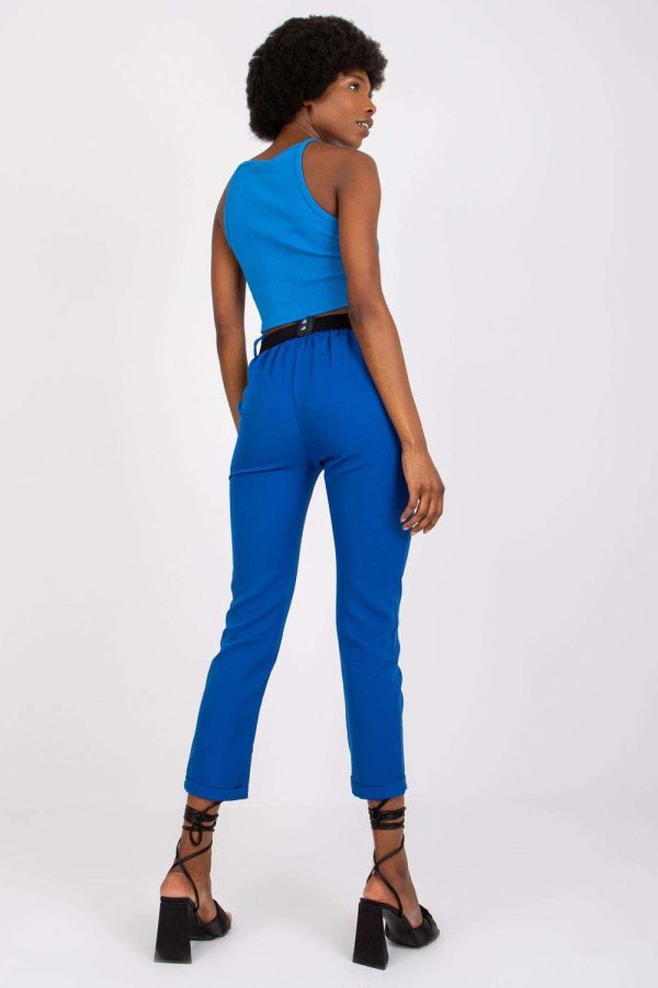 Blue Women Trousers in Pants, Trousers, Shorts with Spandex and Polyester