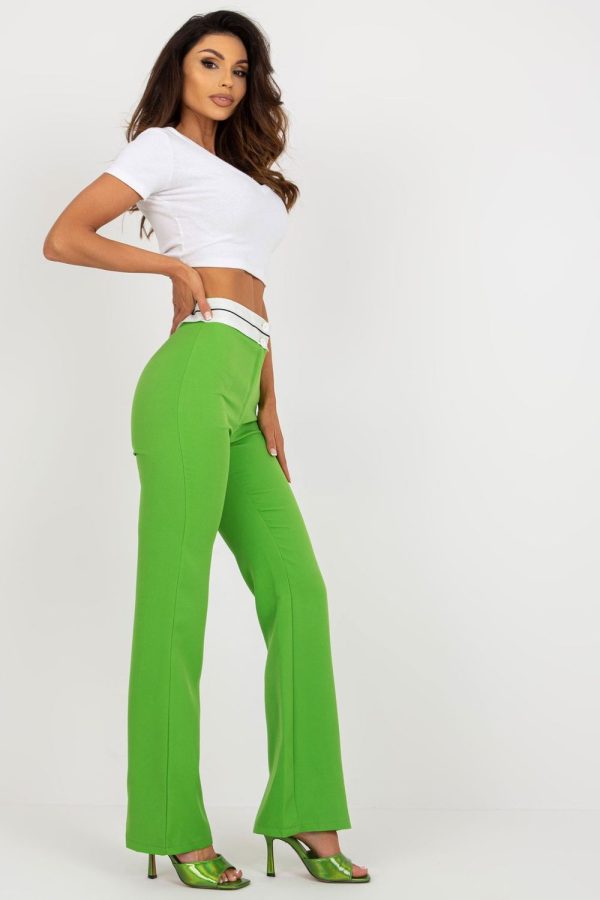 Green Women Trousers in Pants, Trousers, Shorts with Spandex and Polyester