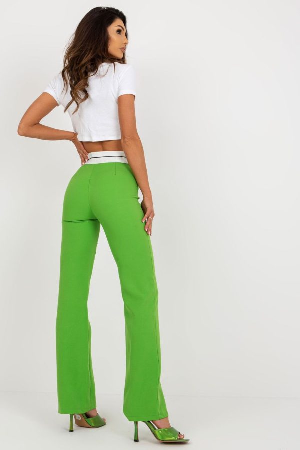 Green Women Trousers in Pants, Trousers, Shorts with Spandex and Polyester