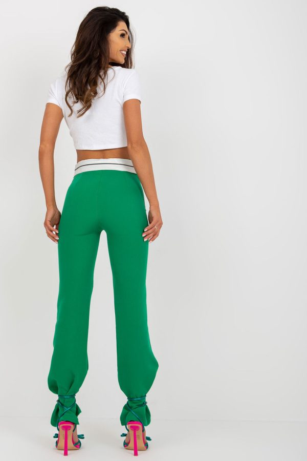 Green Women Trousers in Pants, Trousers, Shorts with Spandex and Polyester