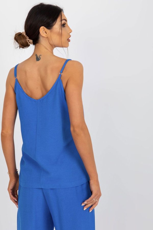 Blue Top in Undershirts / Tops with Cotton, Len and Viscose