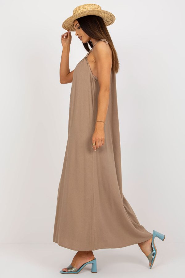 Beige Daydress in Day Dresses with Cotton, Len and Viscose