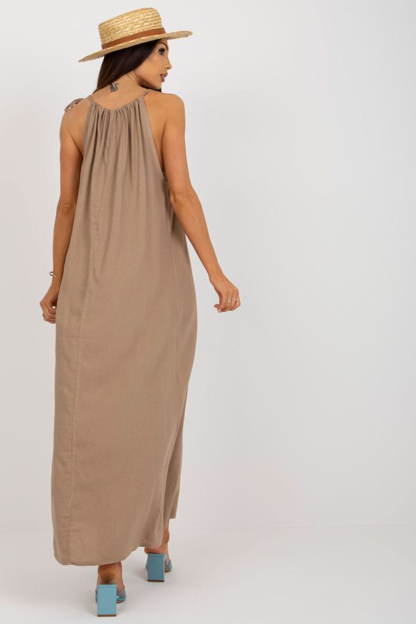 Beige Daydress in Day Dresses with Cotton, Len and Viscose