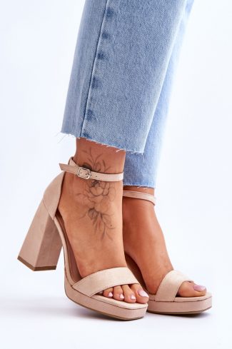 978629.jpg Beige Heel Sandals in Sandals & Flip-Flops For Women with Fabric, Footbed, Heel Height and Platform Height