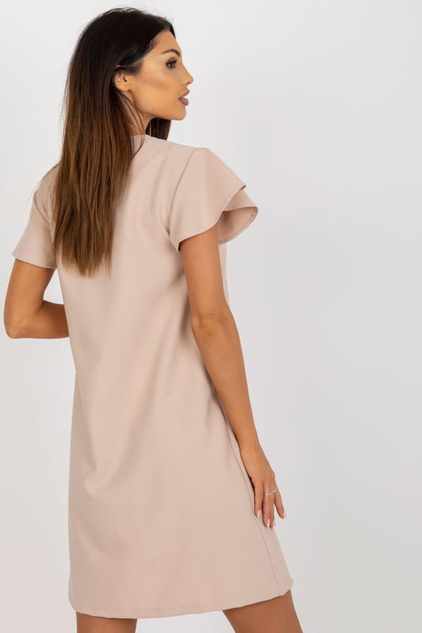 Beige Daydress in Day Dresses with Polyester