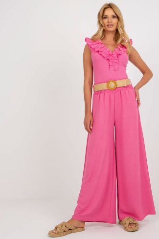 Pink Women Trousers in Casual Pants For Women with Spandex and Polyester