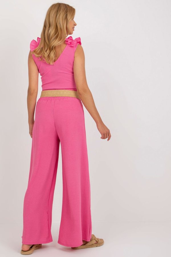 Pink Women Trousers in Casual Pants For Women with Spandex and Polyester