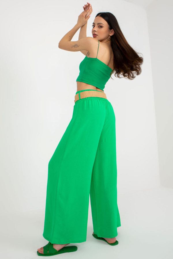 Green Women Trousers in Casual Pants For Women with Spandex and Polyester
