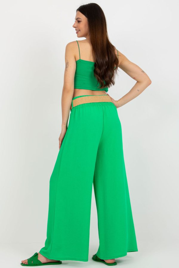 Green Women Trousers in Casual Pants For Women with Spandex and Polyester