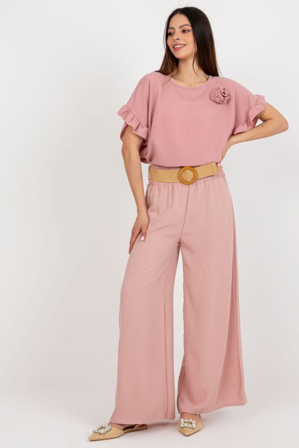 Pink Women Trousers in Casual Pants For Women with Spandex and Polyester