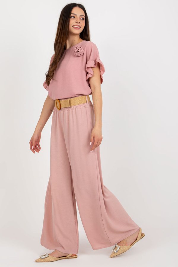 Pink Women Trousers in Casual Pants For Women with Spandex and Polyester