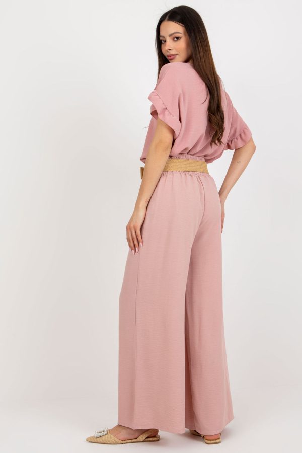 Pink Women Trousers in Casual Pants For Women with Spandex and Polyester