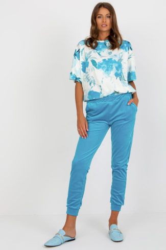 Blue Set in Pants, Trousers, Shorts with Cotton and Spandex