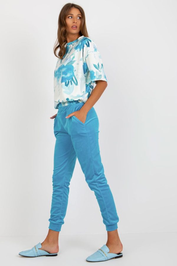 Blue Set in Pants, Trousers, Shorts with Cotton and Spandex