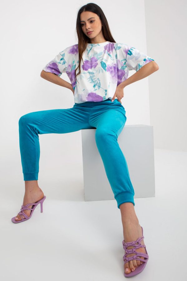 Blue Set in Pants, Trousers, Shorts with Cotton and Spandex