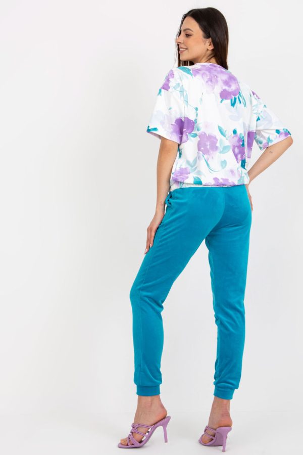 Blue Set in Pants, Trousers, Shorts with Cotton and Spandex
