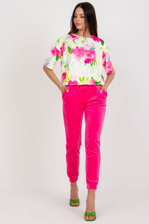 Pink Set in Pants, Trousers, Shorts with Cotton and Spandex