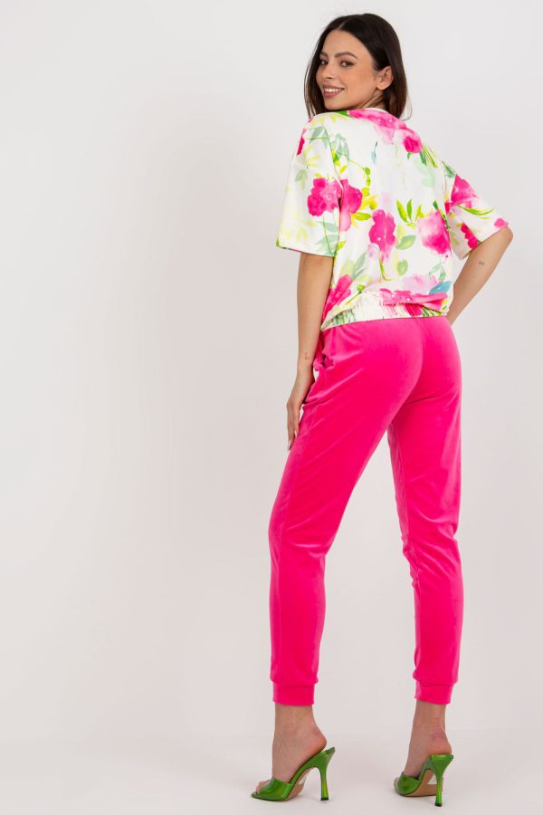 Pink Set in Pants, Trousers, Shorts with Cotton and Spandex
