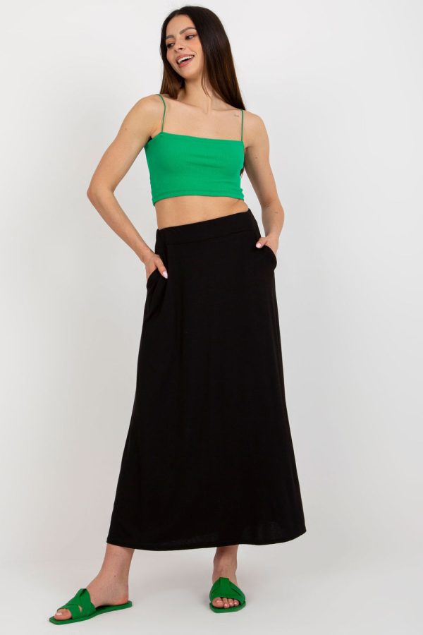 Black Long Skirt in Skirts with Spandex and Viscose