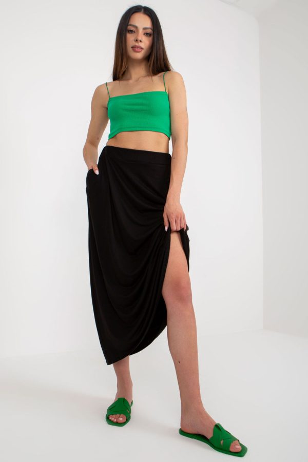 Black Long Skirt in Skirts with Spandex and Viscose