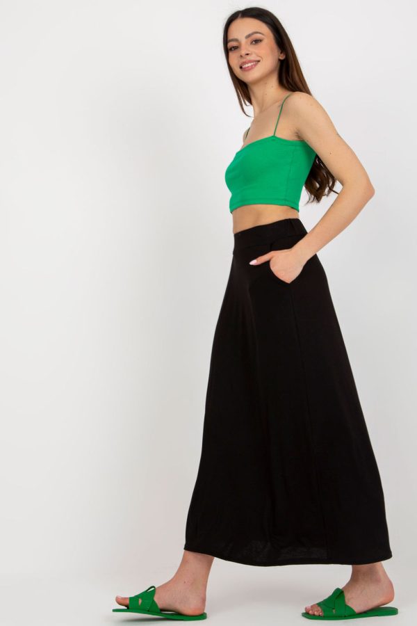 Black Long Skirt in Skirts with Spandex and Viscose