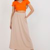 979733 Beige Long Skirt in Skirts with Spandex and Viscose