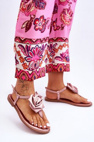 980051.jpg Pink Sandals in Sandals & Flip-Flops For Women with Fabric, Footbed and Heel Height