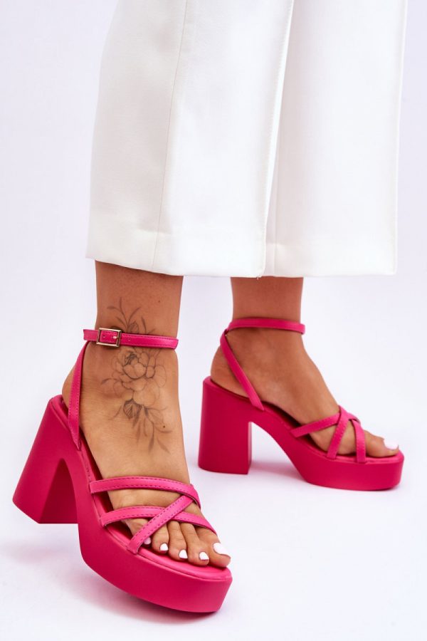 Pink Heel Sandals in Sandals & Flip-Flops For Women with Fabric, Footbed, Heel Height and Platform Height