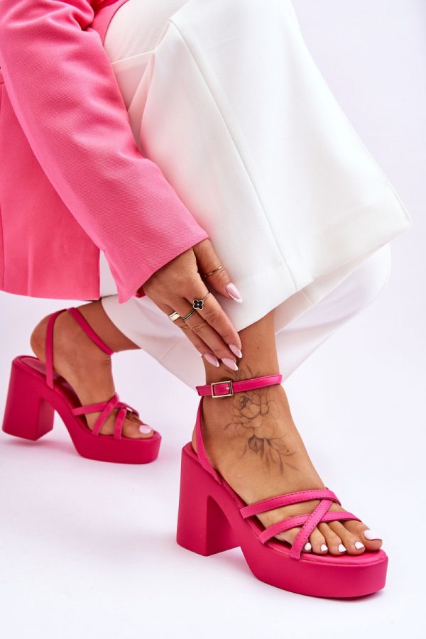 Pink Heel Sandals in Sandals & Flip-Flops For Women with Fabric, Footbed, Heel Height and Platform Height