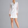 Beige Short Dress in Evening Dresses with Spandex, Polyester and Viscose