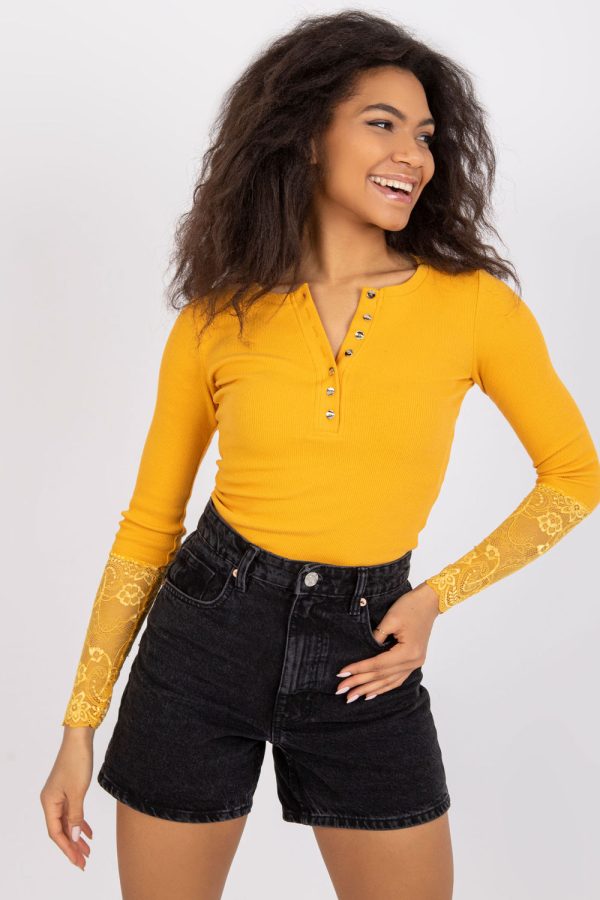 Orange Blouse in Women`s Blouses, Tunics with Cotton and Spandex