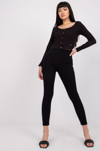 Black Long Leggings in Leggings with Cotton and Spandex