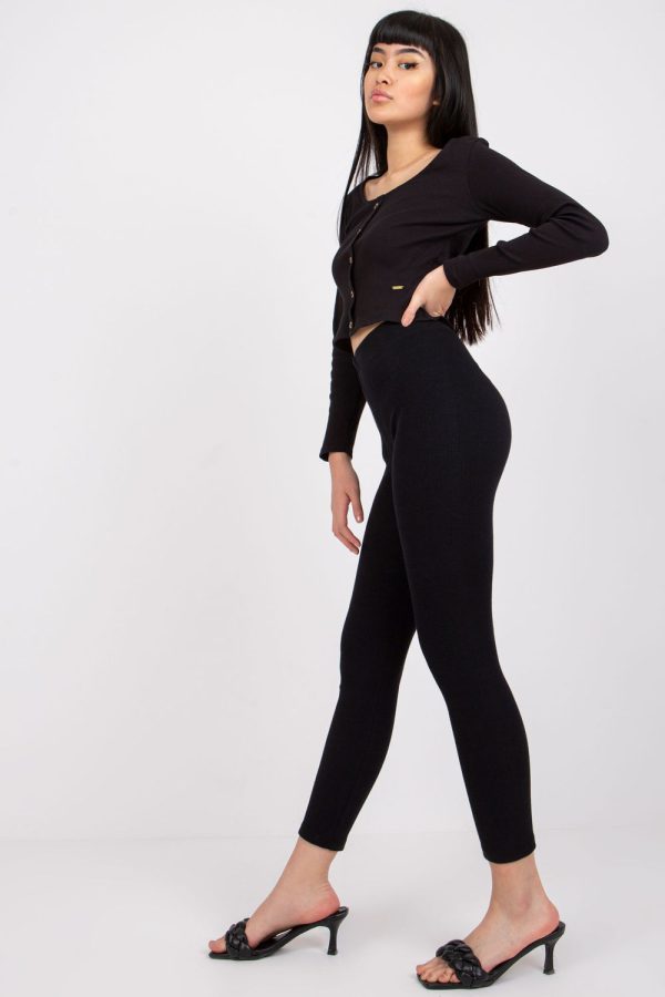 Black Long Leggings in Leggings with Cotton and Spandex