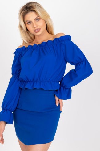Blue Blouse in Women`s Blouses, Tunics with Spandex and Polyester