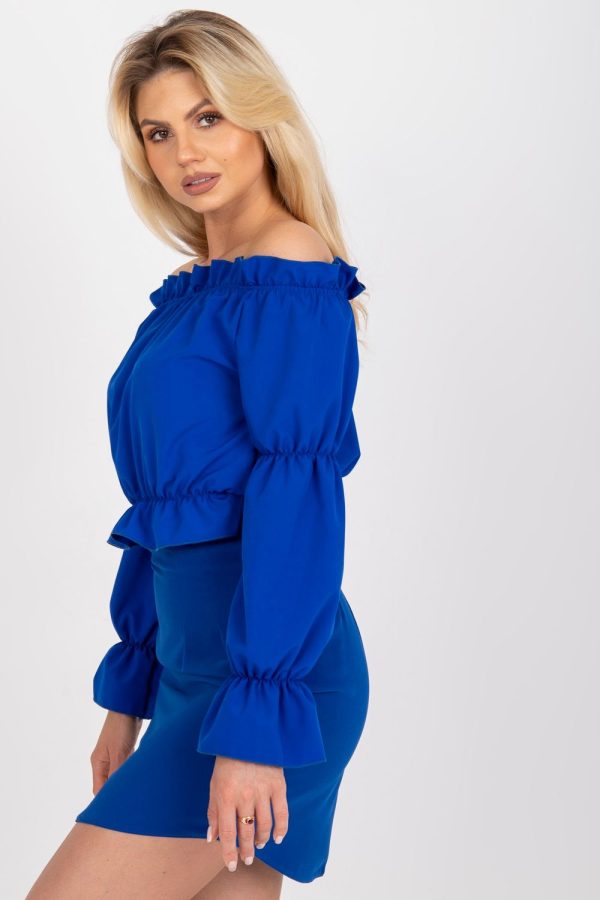 Blue Blouse in Women`s Blouses, Tunics with Spandex and Polyester