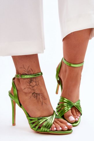 Green Heel Sandals in Sandals & Flip-Flops For Women with Fabric, Footbed and Heel Height