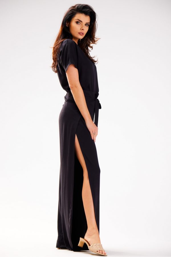 Black Women Trousers in Pants, Trousers, Shorts with Polyester and Viscose