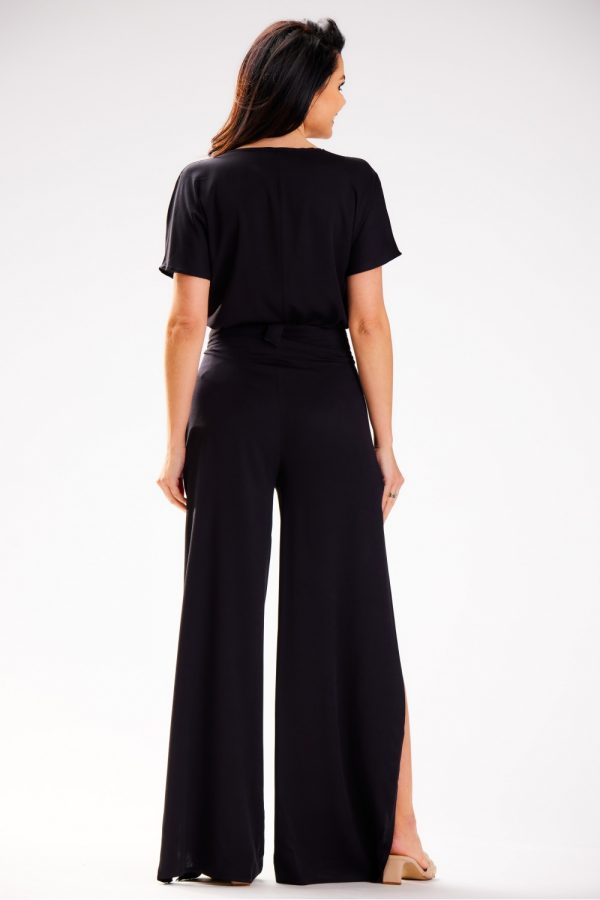 Black Women Trousers in Pants, Trousers, Shorts with Polyester and Viscose