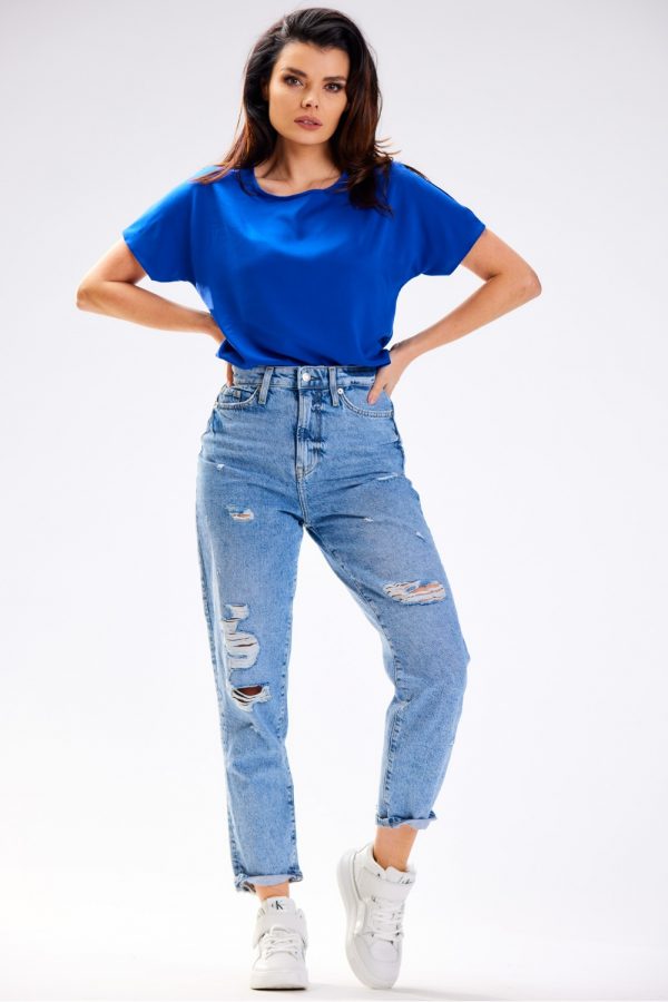 Blue Blouse in Women`s Blouses, Tunics with Polyester and Viscose