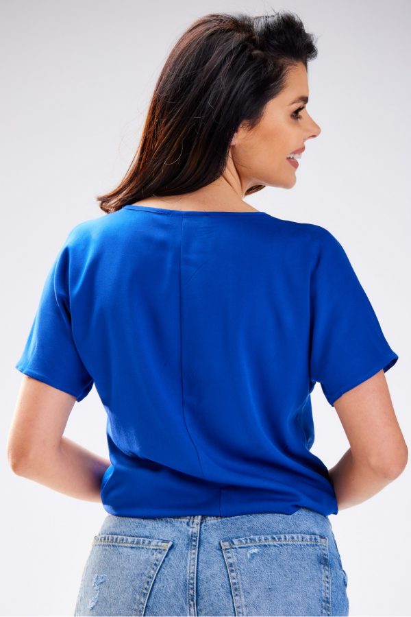 Blue Blouse in Women`s Blouses, Tunics with Polyester and Viscose