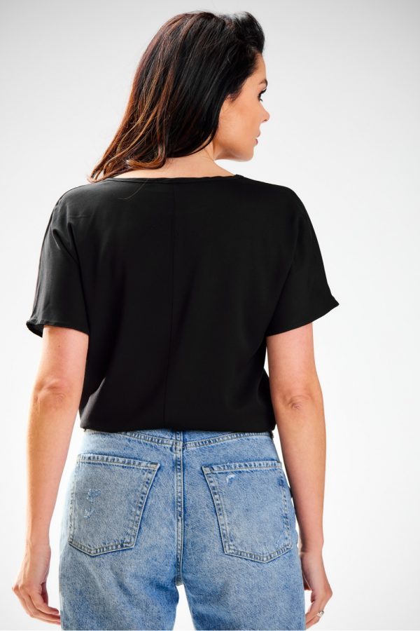 Black Blouse in Women`s Blouses, Tunics with Polyester and Viscose